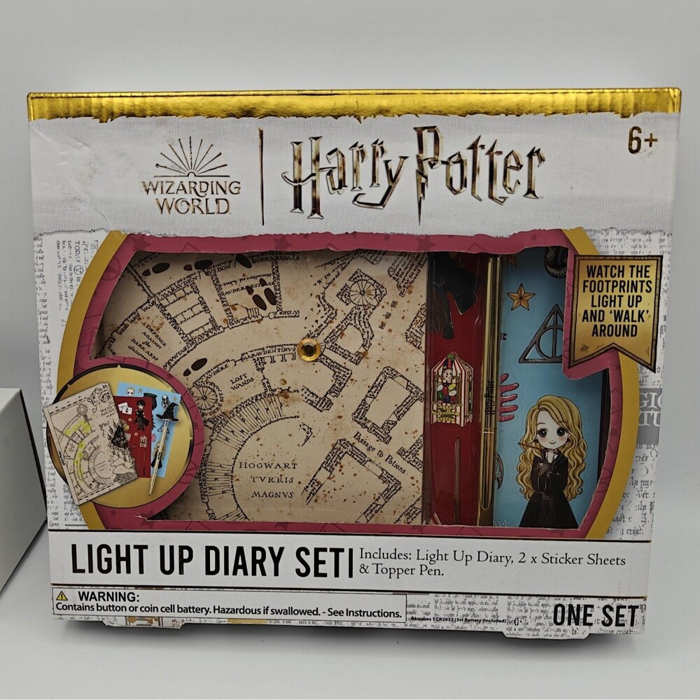 Harry Potter Wizarding World Light Up Diary Set Marauder's Map Journal Pen Stick